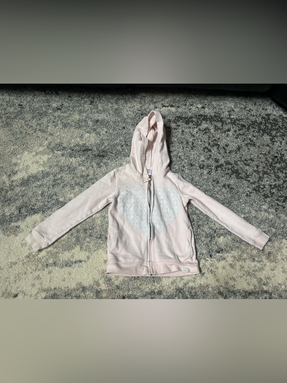 Girls' Light Pink Heart Hoodie Zip Jacket